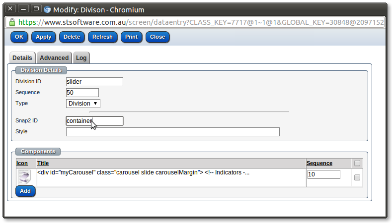 snap to component